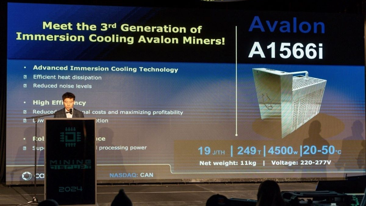 Canaan Launches the Third Generation of Immersion Cooling Avalon Miner A1566I at Mining Disrupt 2024